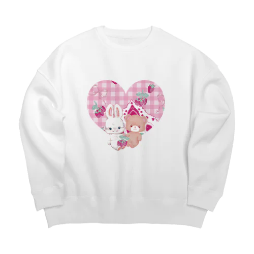 ふたごうさぎ＆キャンディ(ピンク) Big Crew Neck Sweatshirt