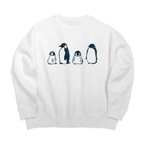 ぺんぎんのおやこ（線画） Big Crew Neck Sweatshirt