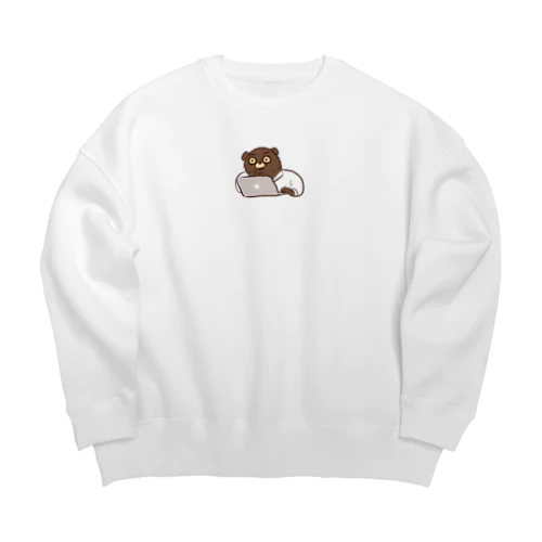 デザイナーくま　仕事中 Big Crew Neck Sweatshirt