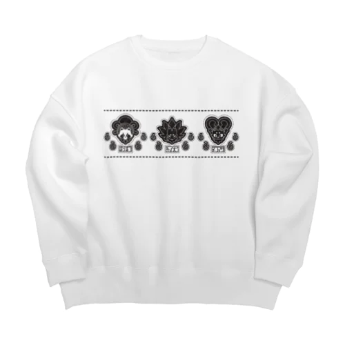 狸・狐・猫-黒- Big Crew Neck Sweatshirt