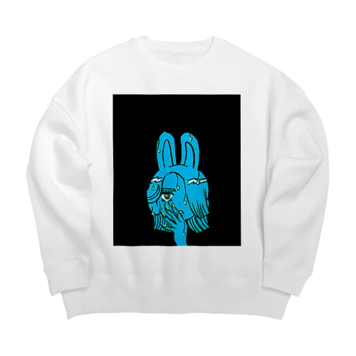 バニーはなきむし（すかいぶるー） Big Crew Neck Sweatshirt