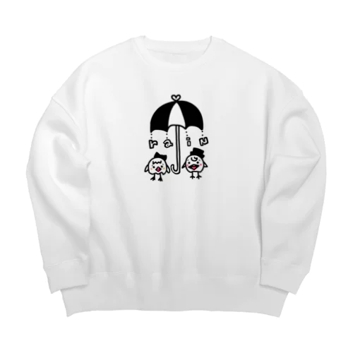 ひよひよ相合傘 Big Crew Neck Sweatshirt