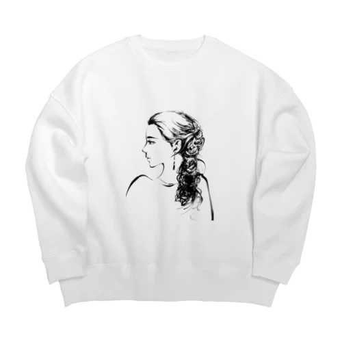 編み込みロング横顔 Big Crew Neck Sweatshirt