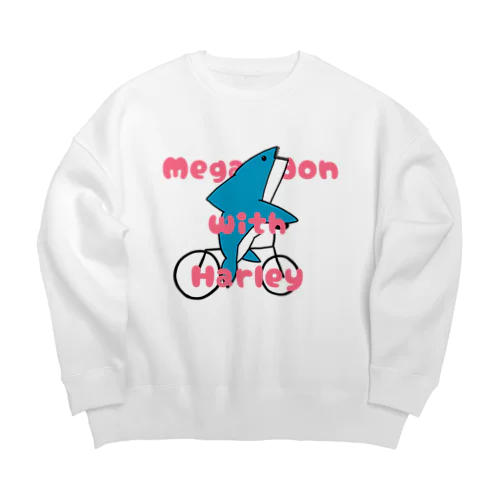 ハーレーに乗るメガロドン！！！ Big Crew Neck Sweatshirt