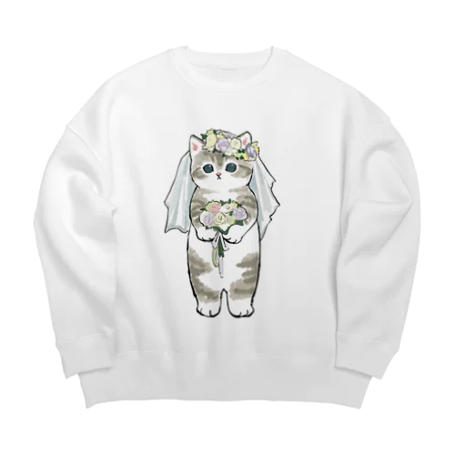 花嫁にゃん Big Crew Neck Sweatshirt