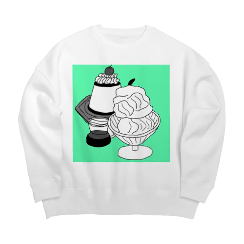 アフォガードとプリン（緑） Big Crew Neck Sweatshirt