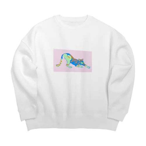 猫のイラスト Big Crew Neck Sweatshirt