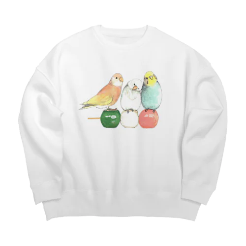 インコと三色団子（いきもの×たべものシリーズ） Big Crew Neck Sweatshirt