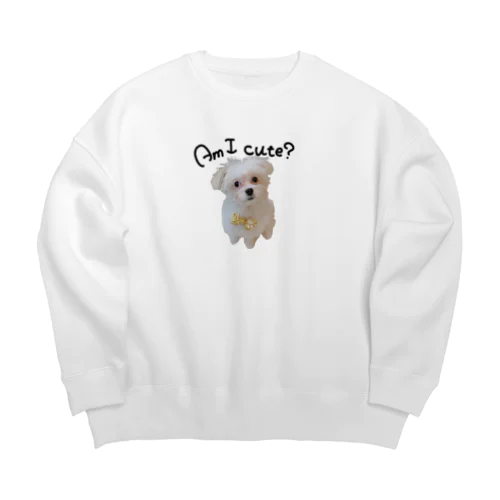 Am I cute? By珠々 Big Crew Neck Sweatshirt