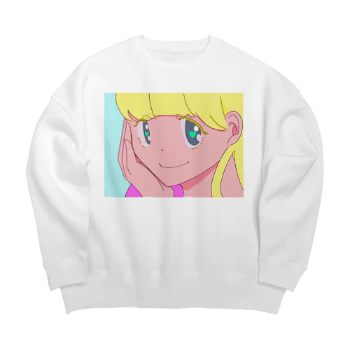 レトロな女の子 Big Crew Neck Sweatshirt