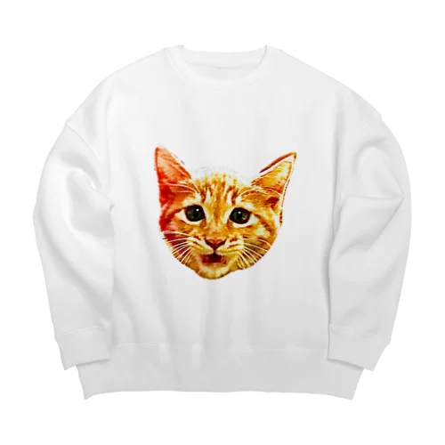 驚いた茶トラ猫金ちゃんビッグTシャツ Big Crew Neck Sweatshirt