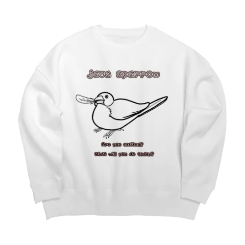 羽根くわえ文鳥 線画 Big Crew Neck Sweatshirt