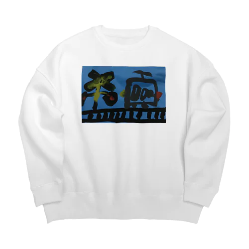 電車 踏切 Big Crew Neck Sweatshirt