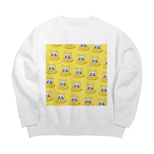 かぶる猫[レインコートver.](白猫) Big Crew Neck Sweatshirt