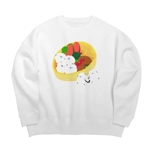 シマエナガ×お弁当 Big Crew Neck Sweatshirt