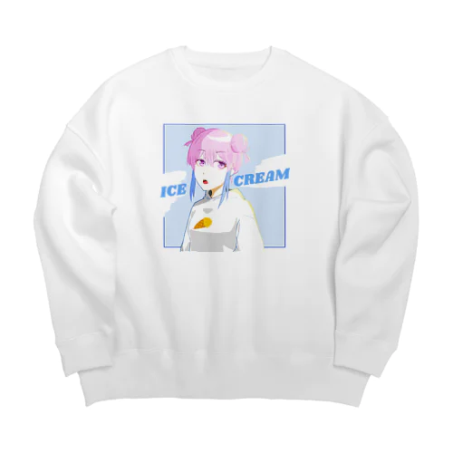 あいすくりーむ🍨女の子 Big Crew Neck Sweatshirt