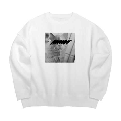 もくぞーてっこつ(ハーフ&ハーフ白黒目隠し) Big Crew Neck Sweatshirt