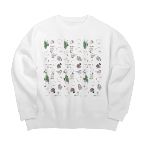 たっぷり文鳥ちゃん【まめるりはことり】 Big Crew Neck Sweatshirt