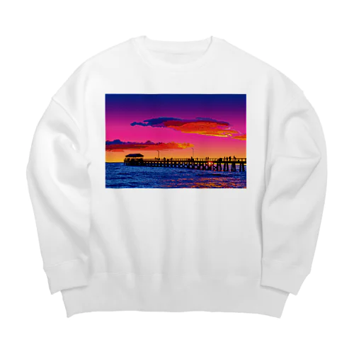 オーストラリア 夕暮れのヘンリービーチ桟橋 Big Crew Neck Sweatshirt