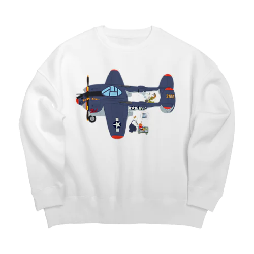 すろくまノーズアートP-38（ペロハチ） Big Crew Neck Sweatshirt