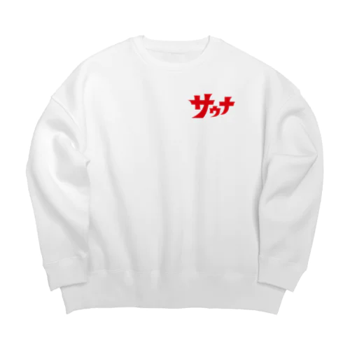 レトロサウナロゴ／赤 Big Crew Neck Sweatshirt