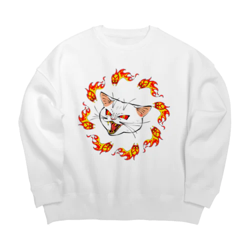 化け猫 Big Crew Neck Sweatshirt