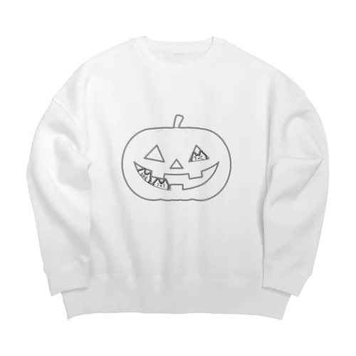 かぼちゃにゃ(モノトーン) Big Crew Neck Sweatshirt