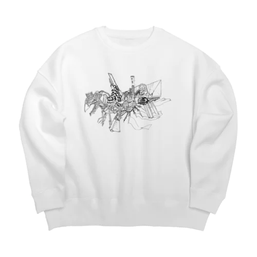 サイバーパンク風機械カラス Big Crew Neck Sweatshirt