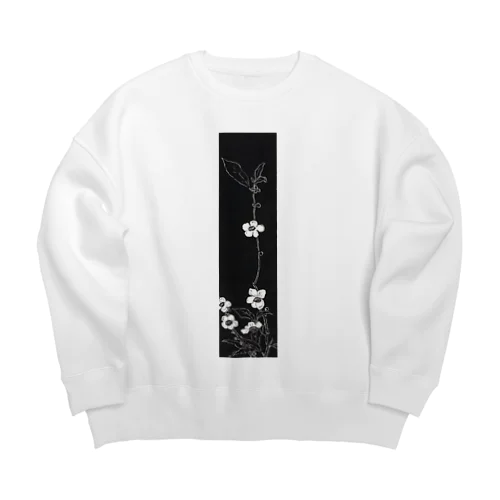 白と黒　花模様 Big Crew Neck Sweatshirt