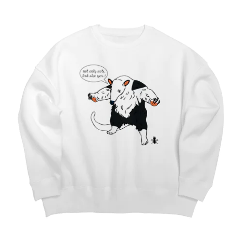 威嚇するアリクイwithアリ Big Crew Neck Sweatshirt