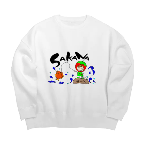 いっちゃんの魚釣り Big Crew Neck Sweatshirt