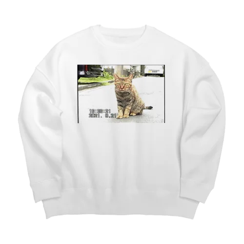 miniDVテープ「座る猫」 Big Crew Neck Sweatshirt