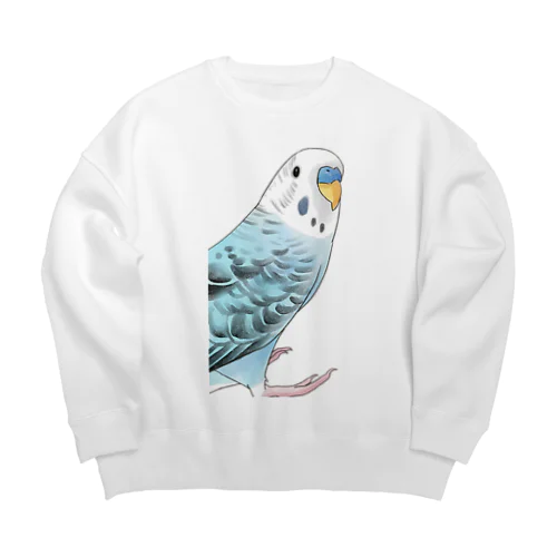 振りむきセキセイインコちゃん【まめるりはことり】 Big Crew Neck Sweatshirt