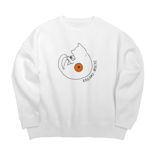 白猫こっちゃんかがみもち Big Crew Neck Sweatshirt