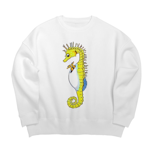タツノオトシゴさんはイクメンです Big Crew Neck Sweatshirt