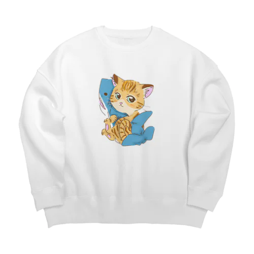 サメ好き猫さん Big Crew Neck Sweatshirt