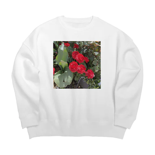 赤い花は綺麗だね Big Crew Neck Sweatshirt