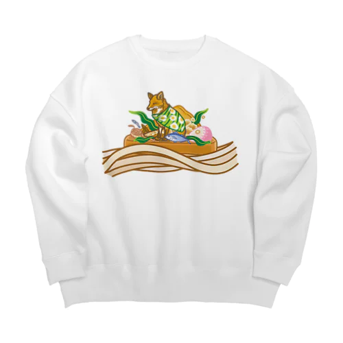 きつねうどん Big Crew Neck Sweatshirt