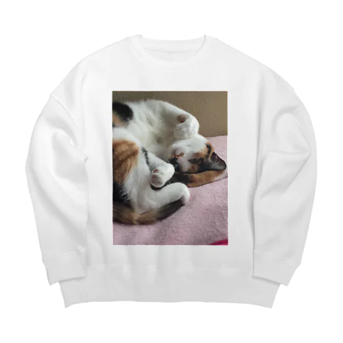 愛猫モモ Big Crew Neck Sweatshirt