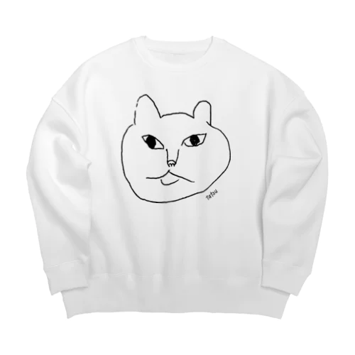 OINOE ねこ （黒） Big Crew Neck Sweatshirt