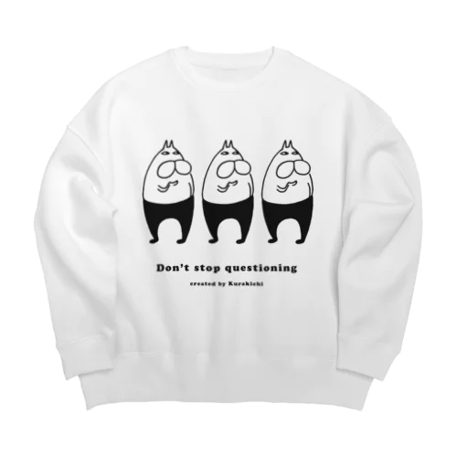 ねこタイツの疑いのまなざし ブラック Big Crew Neck Sweatshirt