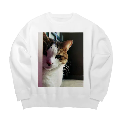 チラッと猫 Big Crew Neck Sweatshirt