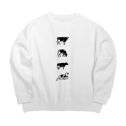 縦に並ぶウシ（ロゴ文字なし） Big Crew Neck Sweatshirt
