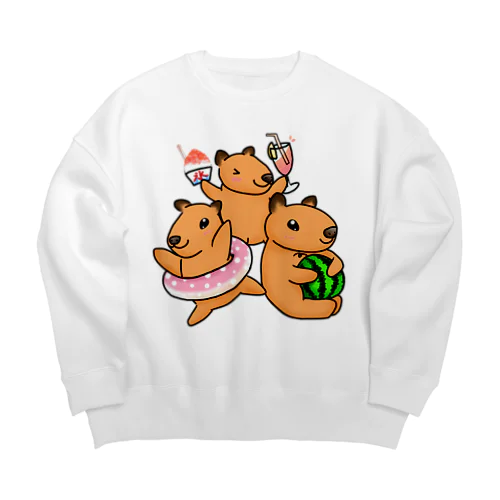 夏を満喫！カピバラず♪ Big Crew Neck Sweatshirt