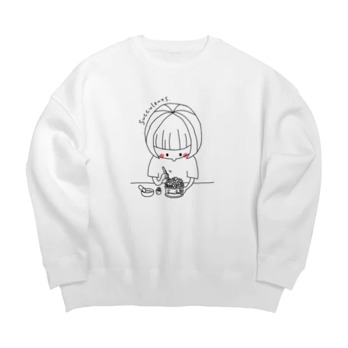 多肉の寄せ植えをしている人② Big Crew Neck Sweatshirt