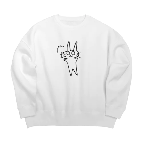 しっぽのないネコちゃん Big Crew Neck Sweatshirt