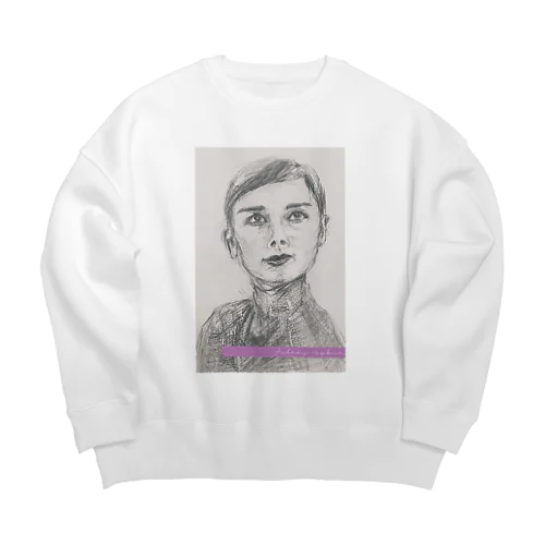 オードリー・ヘップバーン デッサンプリント Big Crew Neck Sweatshirt