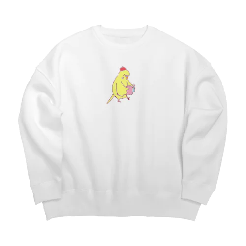 本読むピヨちゃん Big Crew Neck Sweatshirt