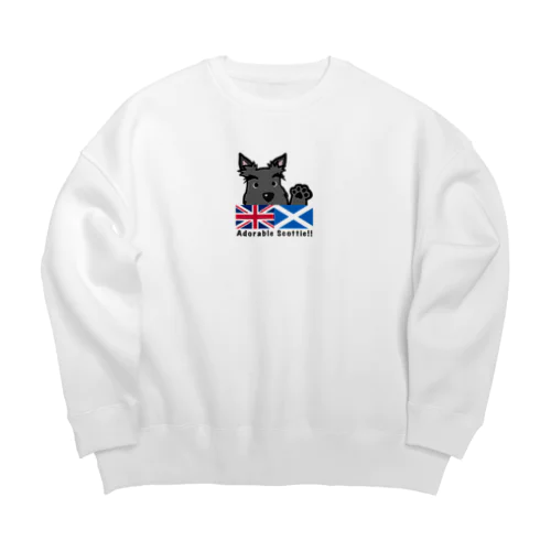 くろいぬリア【Flag】 Big Crew Neck Sweatshirt