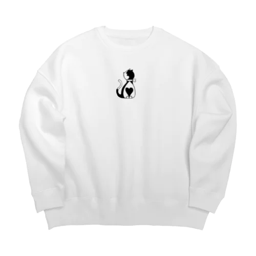 bungoハートねこ Big Crew Neck Sweatshirt